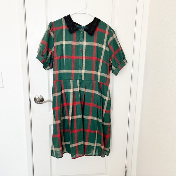 Ivy City Co Green Plaid Collared Dress - Picture 5 of 7